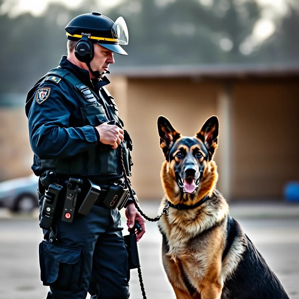 Law enforcement K9 handler with police dog